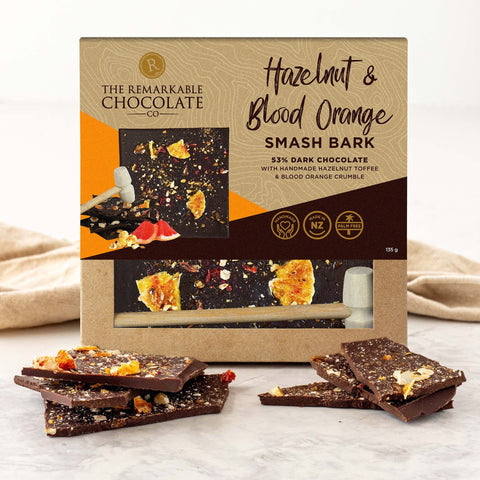 Hazelnut Toffee & Blood Orange | Smash Bark – remarkablechocolate