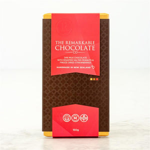 34% Milk Chocolate | Peanut & Strawberry Block