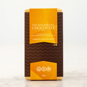 Ginger & Salted Caramel Brittle | 72% Dark Chocolate Block