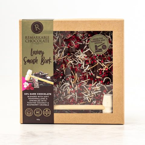 Marshmallow, Toasted Coconut & Raspberry Block | Smash Bark